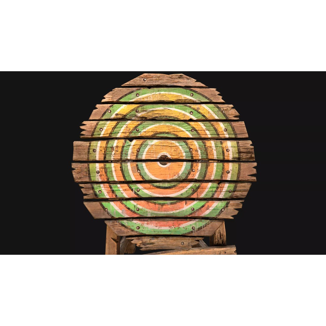 Medieval Wooden Target 3D Model – Low Poly Game Asset, PBR Textures - View 9