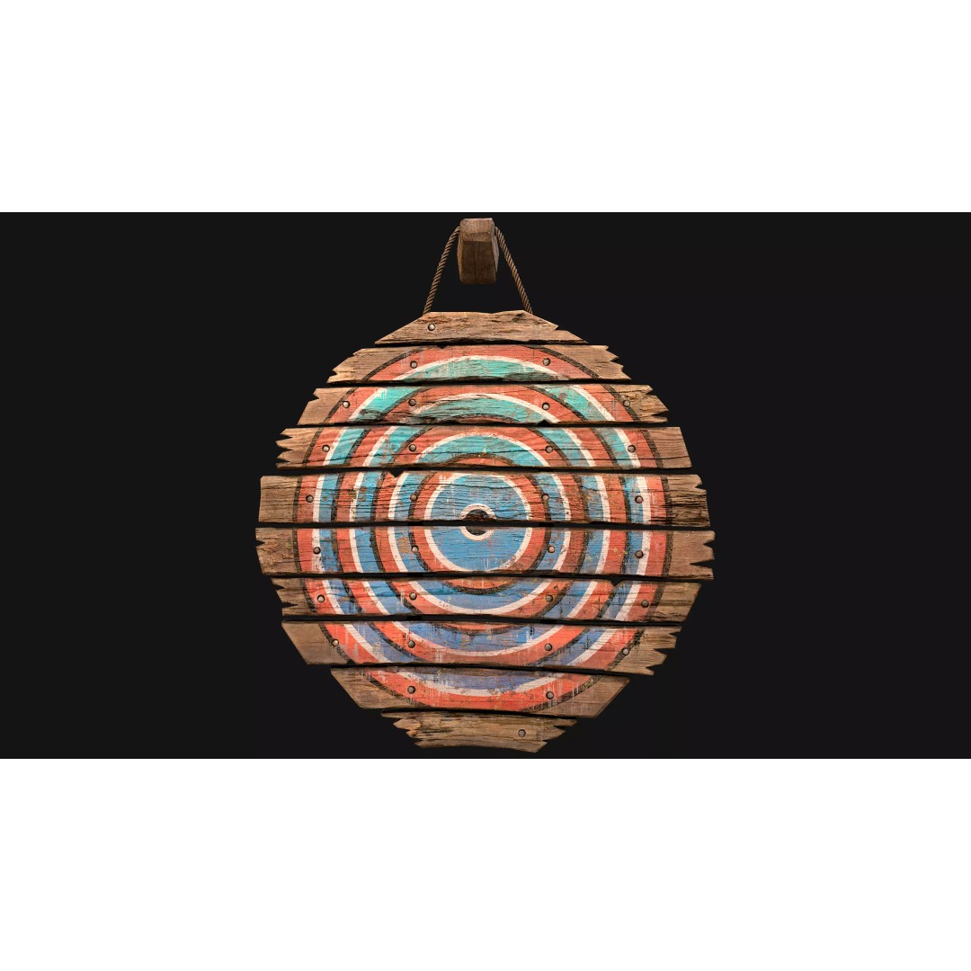 Medieval Wooden Target 3D Model – Low Poly Game Ready Asset, FBX - View 10