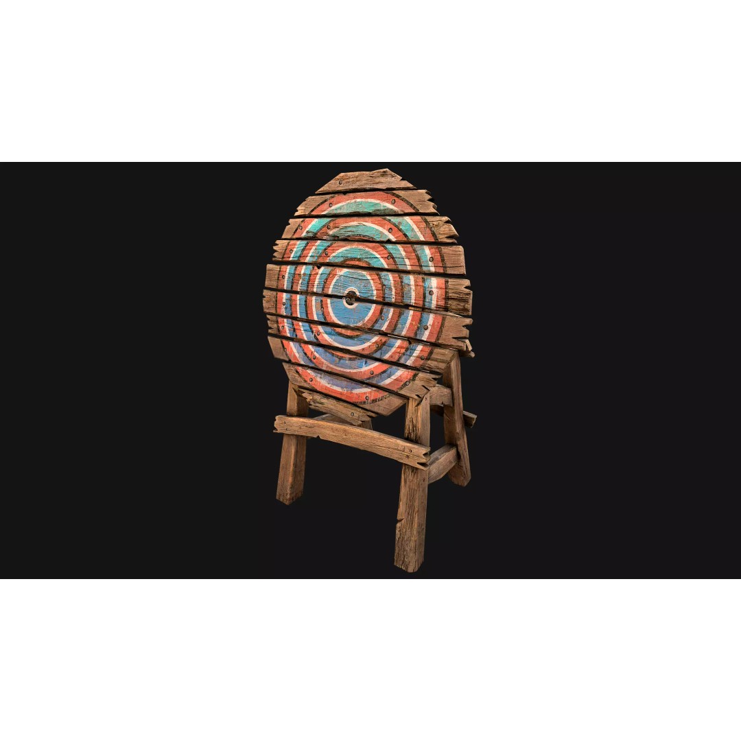 Medieval Wooden Target 3D Model – Low Poly Game Ready Asset, FBX - View 14