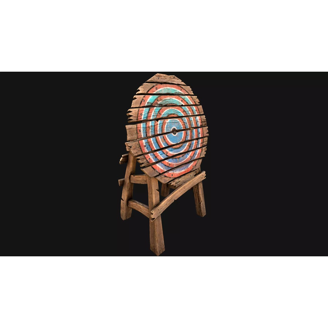 Medieval Wooden Target 3D Model – Low Poly Game Ready Asset, FBX - View 18