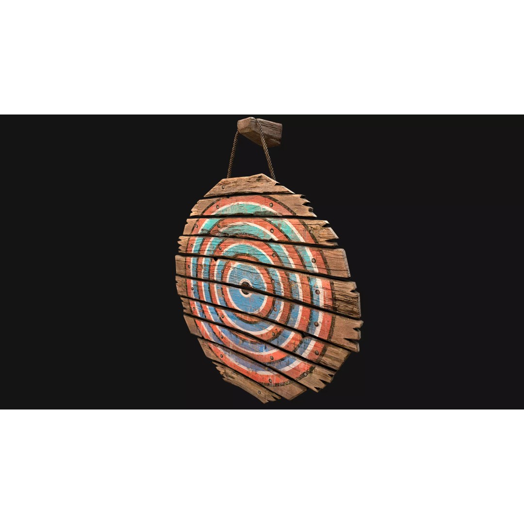 Medieval Wooden Target 3D Model – Low Poly Game Ready Asset, FBX - View 20