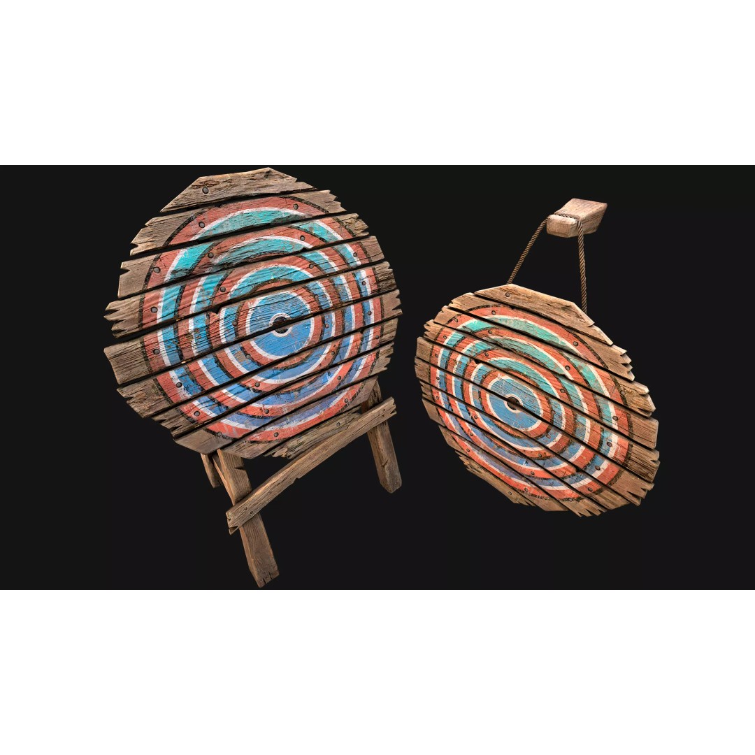 Medieval Wooden Target 3D Model – Low Poly Game Ready Asset, FBX - View 7