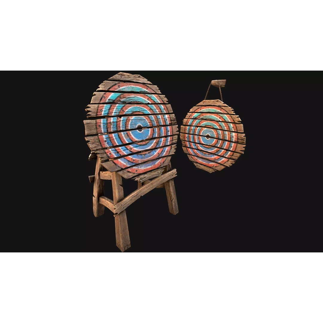 Medieval Wooden Target 3D Model – Low Poly Game Ready Asset, FBX - View 8