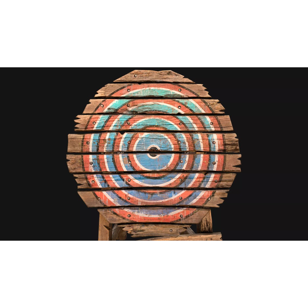 Medieval Wooden Target 3D Model – Low Poly Game Ready Asset, FBX - View 9