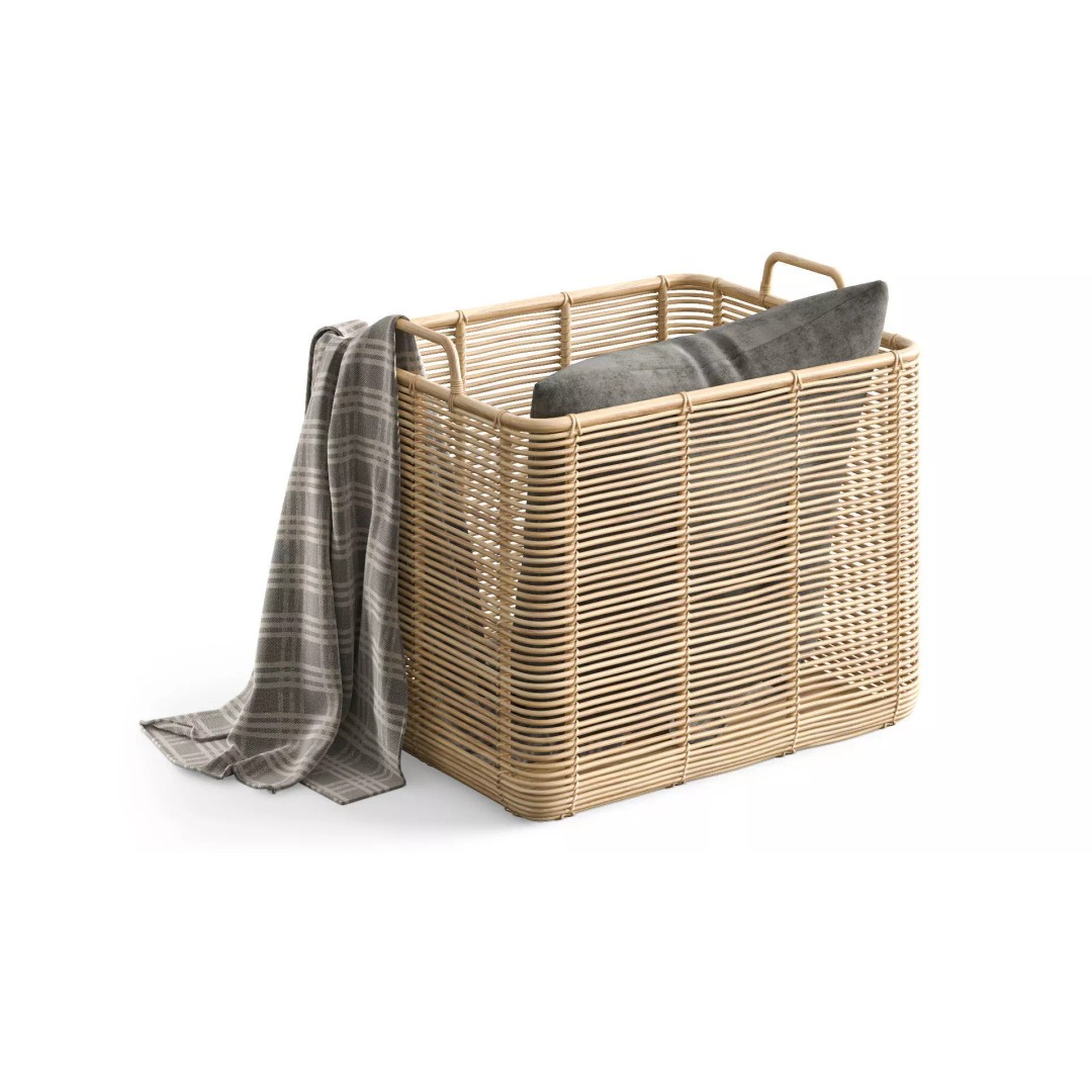 Vivi Rattan Basket 3D Model – High Poly PBR Asset, FBX - View 2