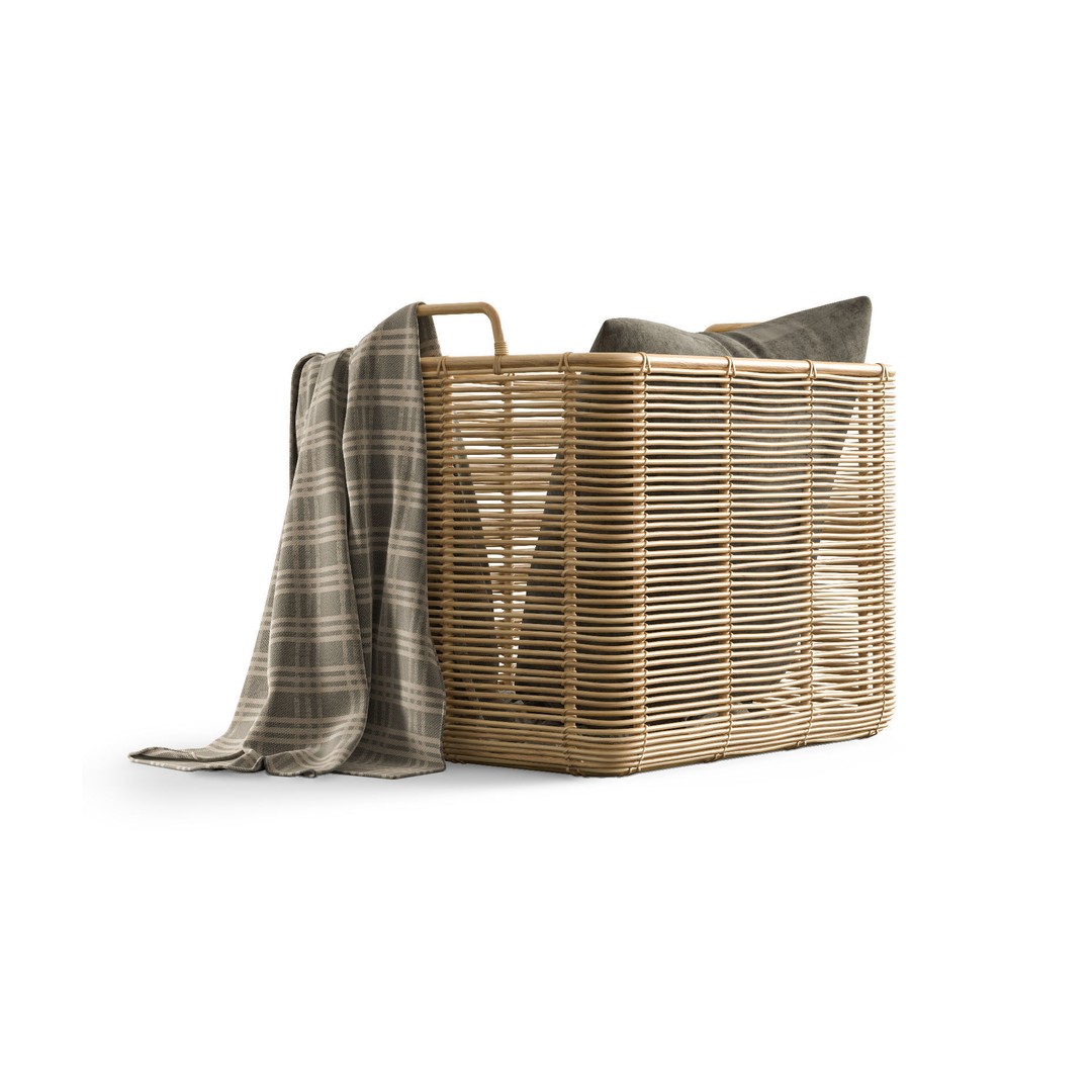 Vivi Rattan Basket 3D Model – High Poly PBR Asset, FBX - View 6