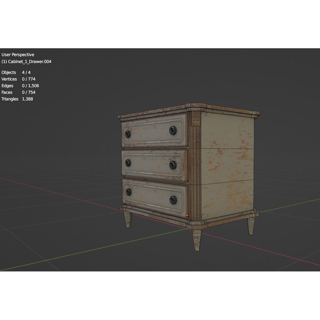 Cabinet 3D Model – Low Poly Furniture with PBR Textures, FBX - View 5