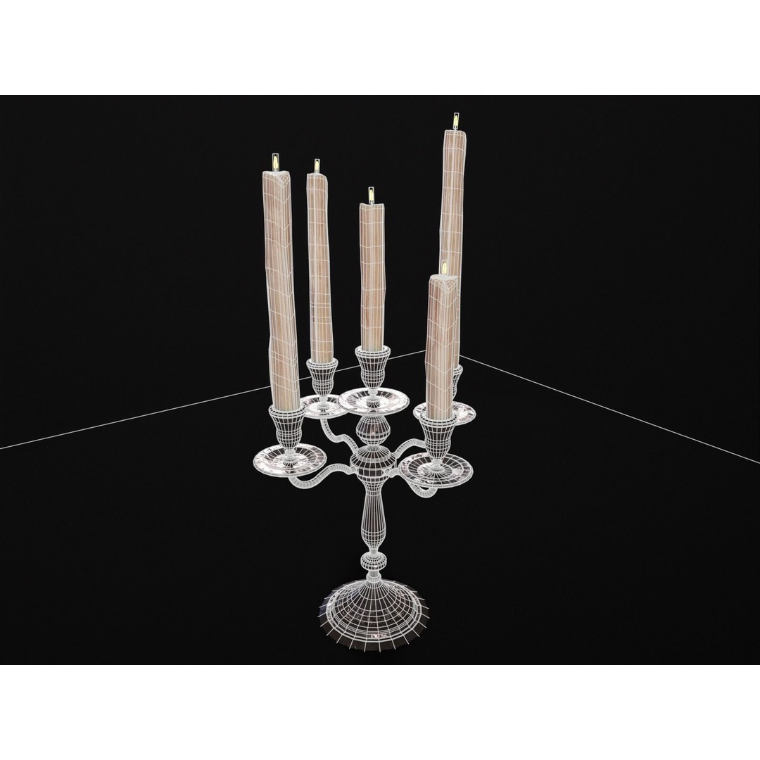 Iron Cased Five Point Candelabra 3D Model – Low Poly PBR Asset, FBX, OBJ - View 10