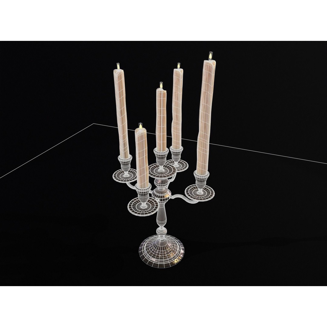 Iron Cased Five Point Candelabra 3D Model – Low Poly PBR Asset, FBX, OBJ - View 12