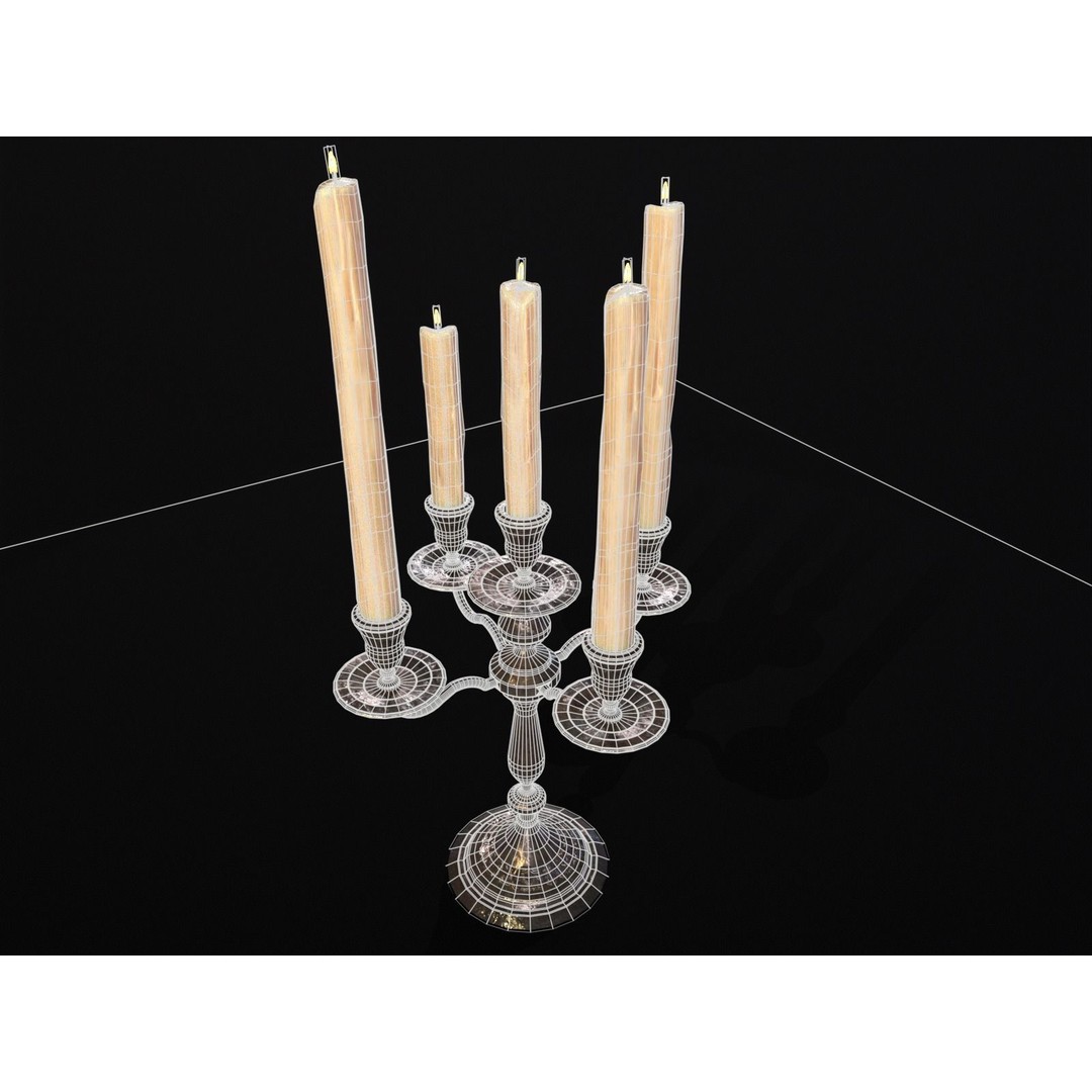 Iron Cased Five Point Candelabra 3D Model – Low Poly PBR Asset, FBX, OBJ - View 20