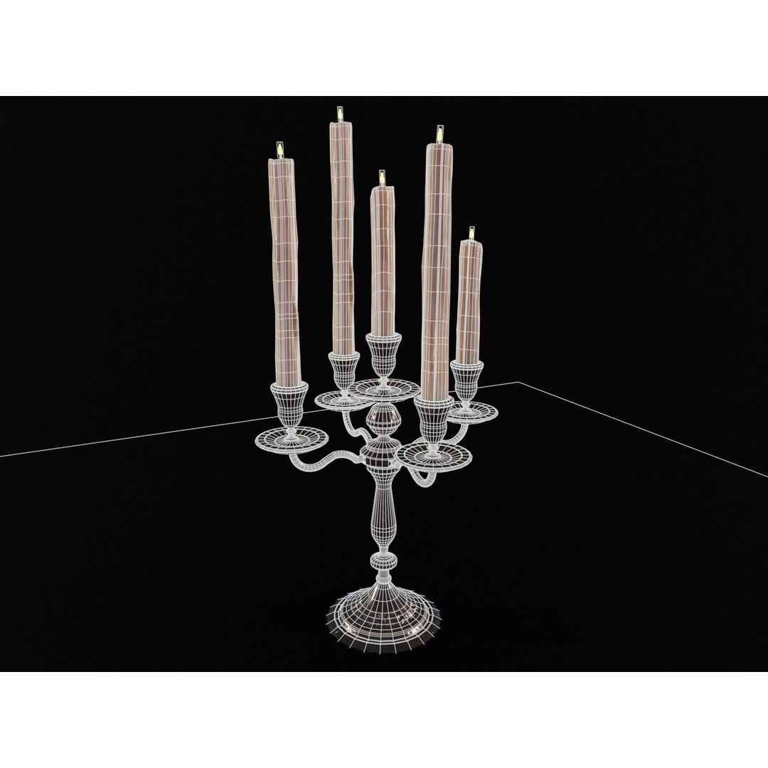 Iron Cased Five Point Candelabra 3D Model – Low Poly PBR Asset, FBX, OBJ - View 4