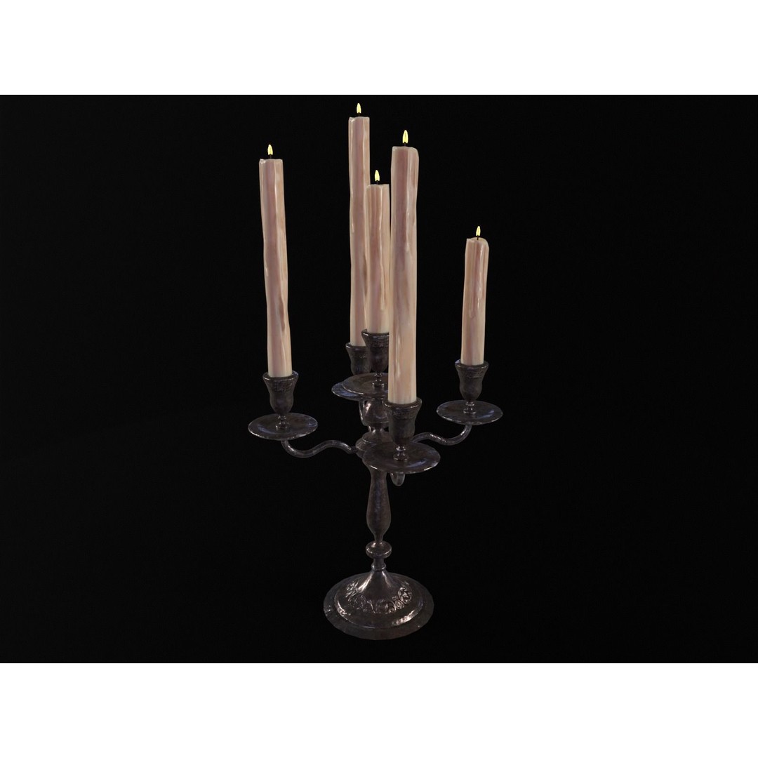 Iron Cased Five Point Candelabra 3D Model – Low Poly PBR Asset, FBX, OBJ - View 5