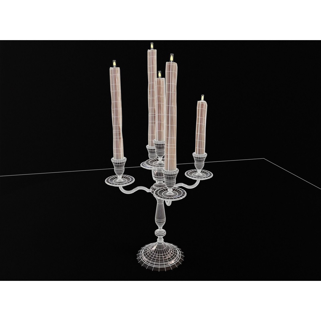 Iron Cased Five Point Candelabra 3D Model – Low Poly PBR Asset, FBX, OBJ - View 6