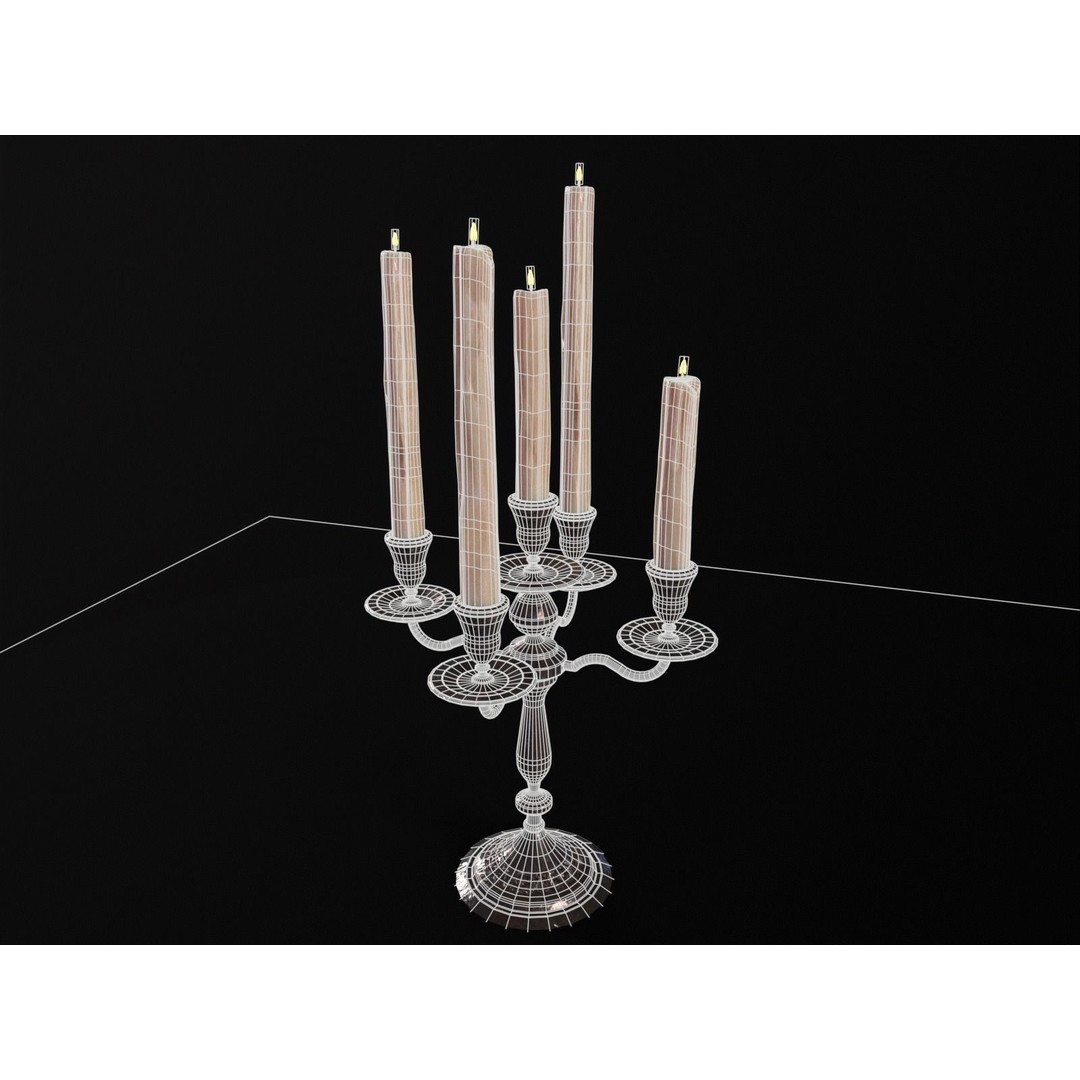 Iron Cased Five Point Candelabra 3D Model – Low Poly PBR Asset, FBX, OBJ - View 8