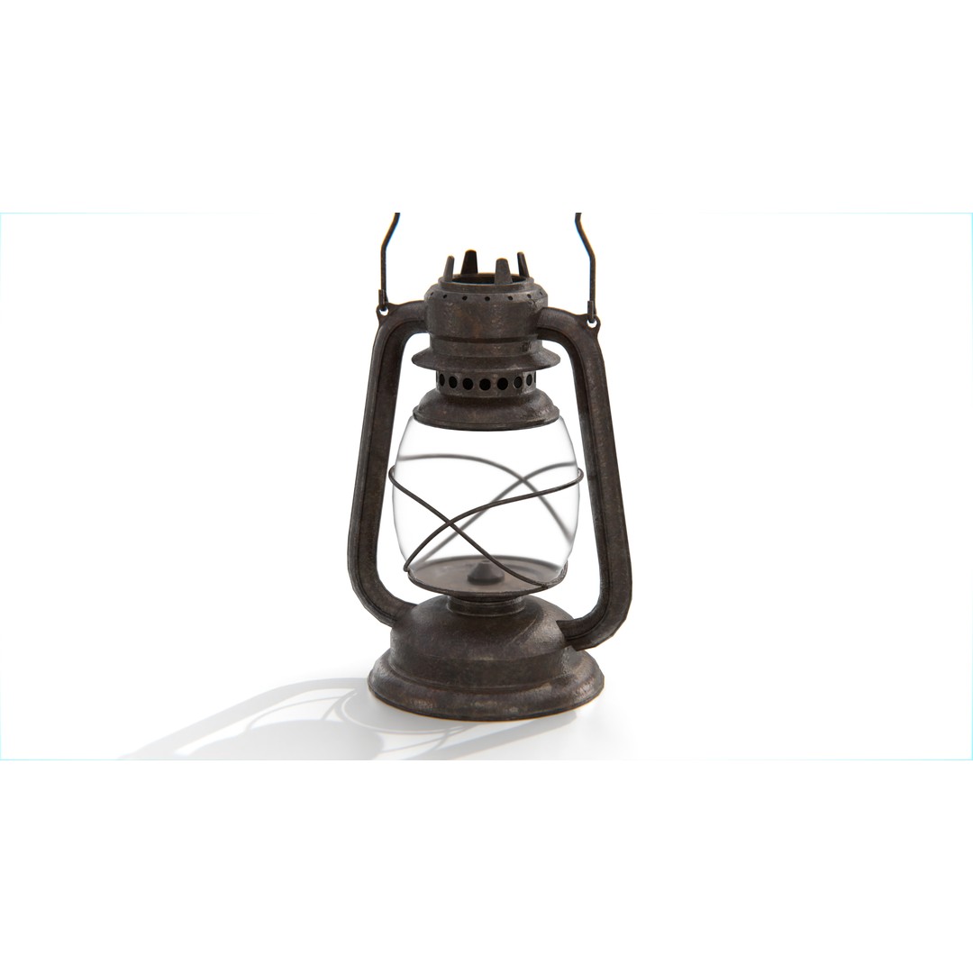 Rusty Vintage Kerosene Lantern 3D Model – Low Poly PBR Asset, FBX