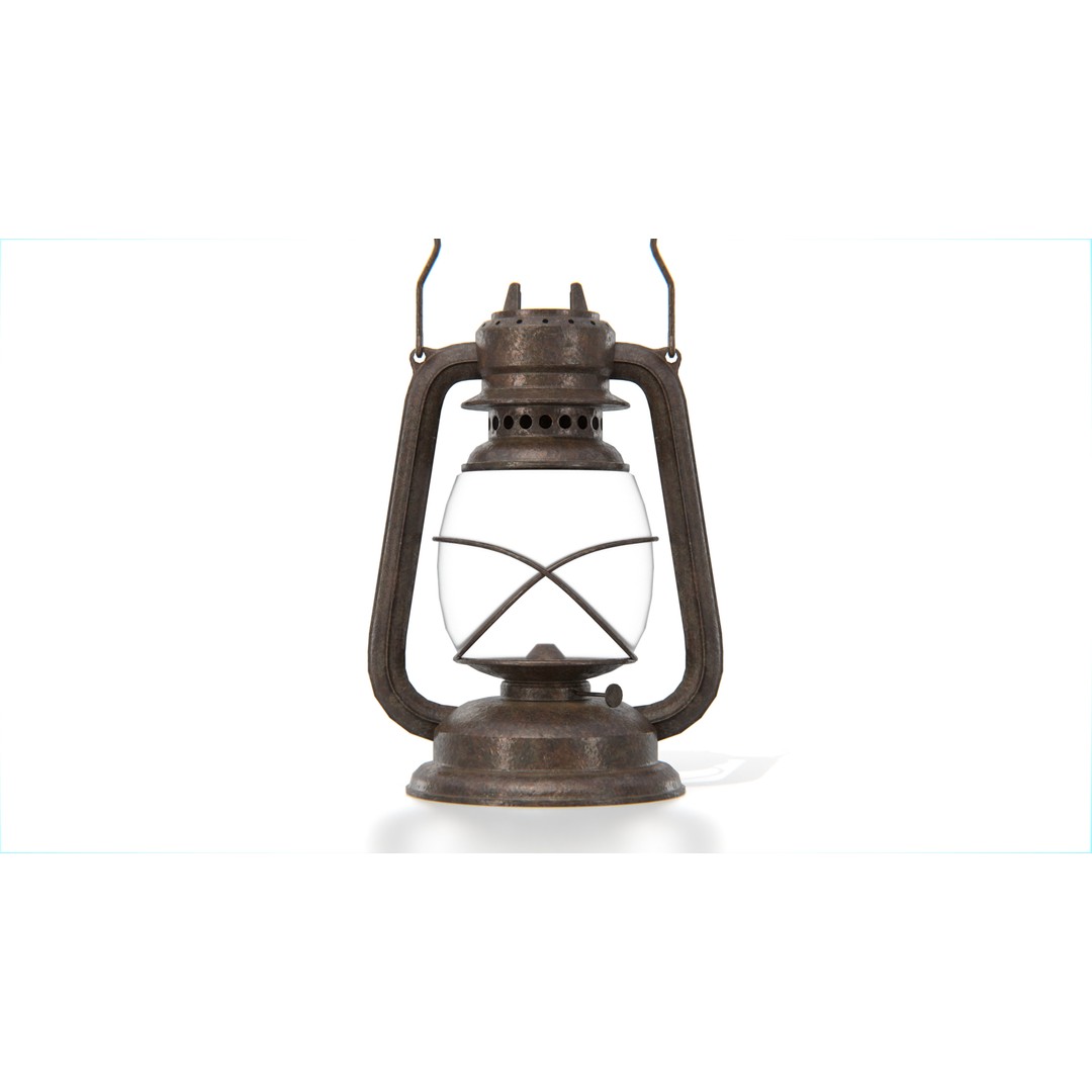 Rusty Vintage Kerosene Lantern 3D Model – Low Poly PBR Asset, FBX - View 4