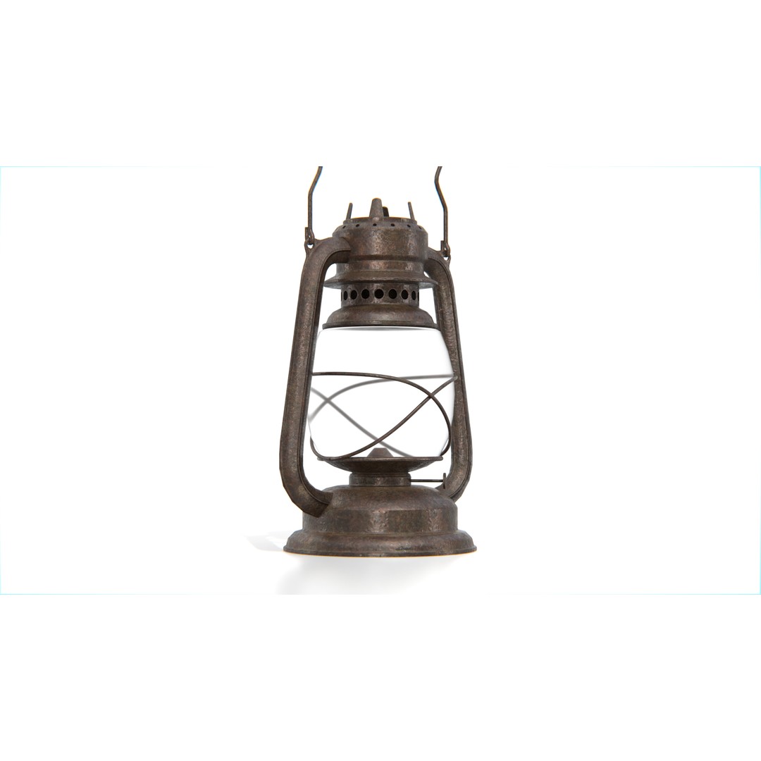 Rusty Vintage Kerosene Lantern 3D Model – Low Poly PBR Asset, FBX - View 5