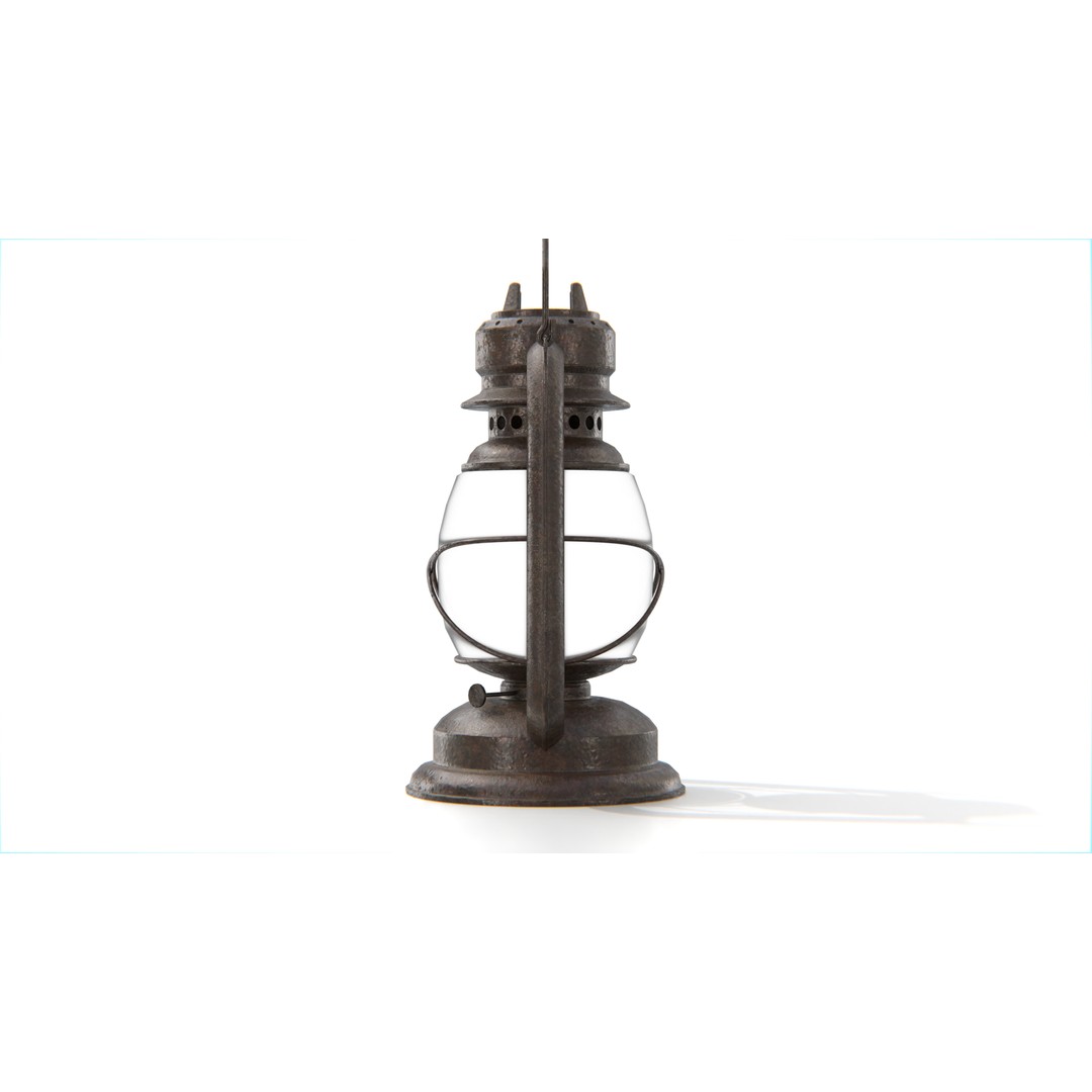 Rusty Vintage Kerosene Lantern 3D Model – Low Poly PBR Asset, FBX - View 7
