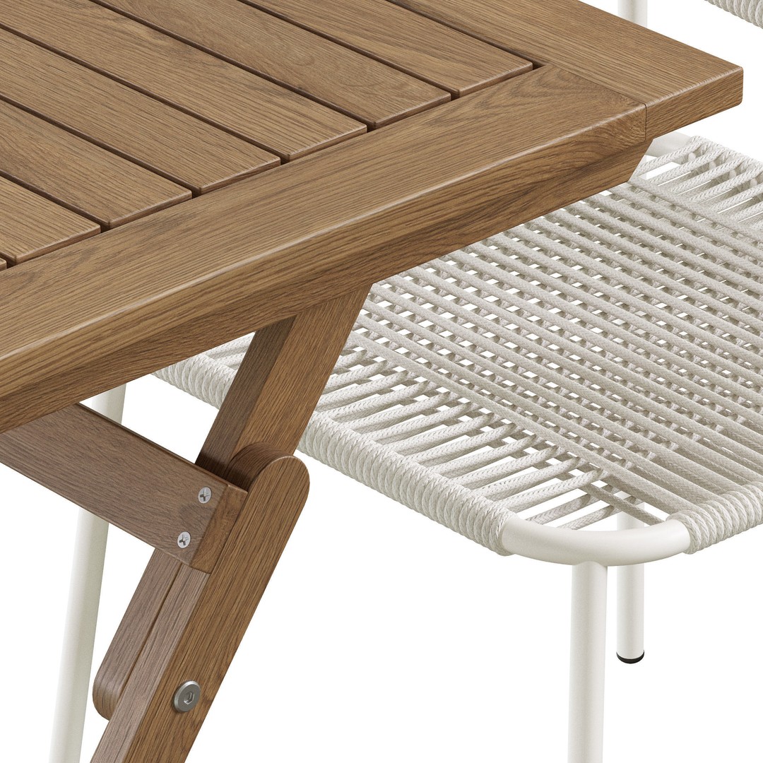 Outdoor Dining Set 3D Model – Wicker Furniture Set, FBX, PBR Textures - View 3