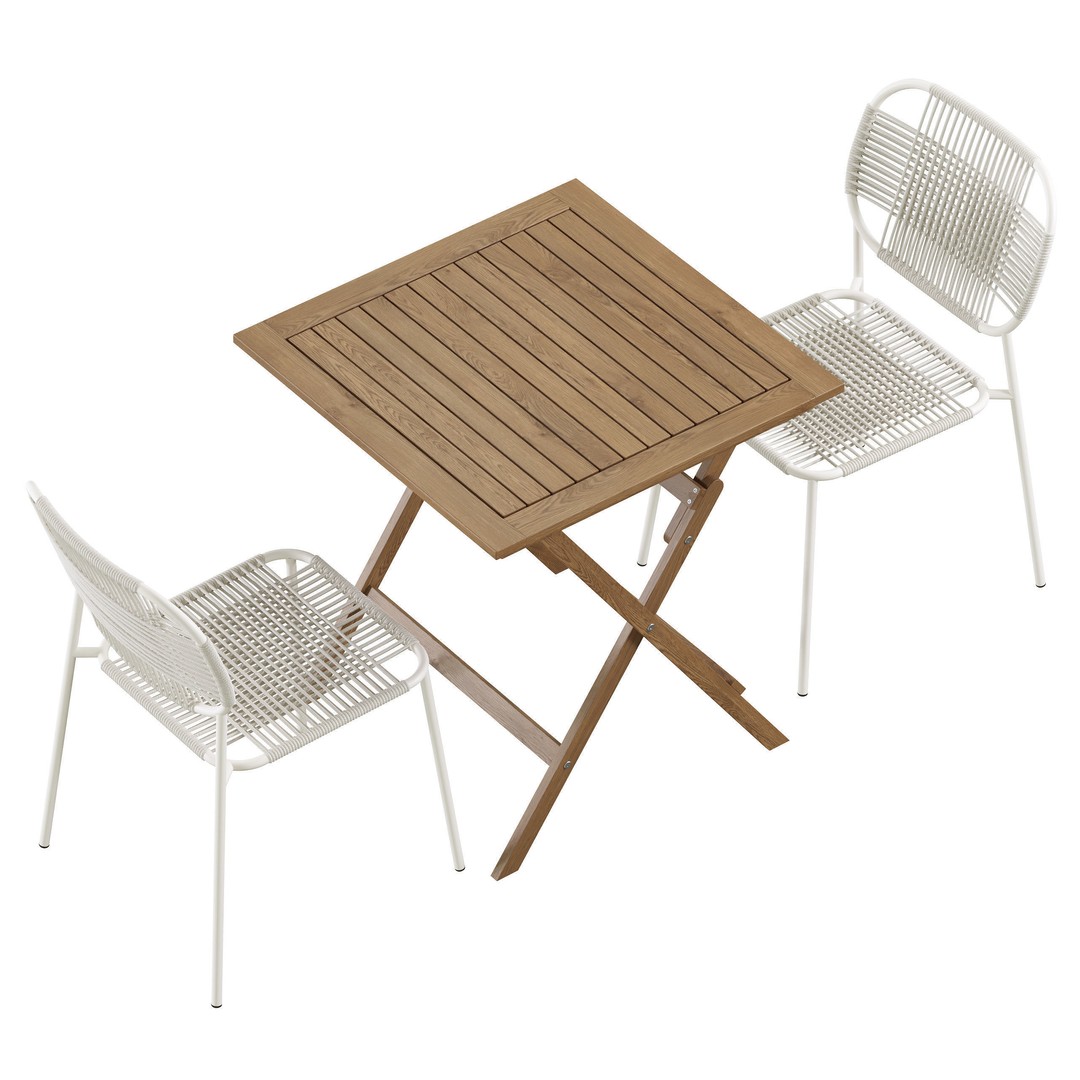 Outdoor Dining Set 3D Model – Wicker Furniture Set, FBX, PBR Textures - View 4