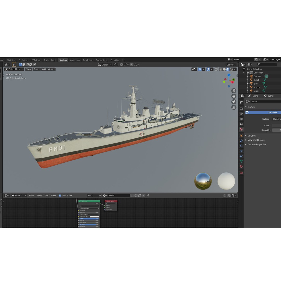 Condell Class Frigate 3D Model – PBR Military Watercraft, FBX