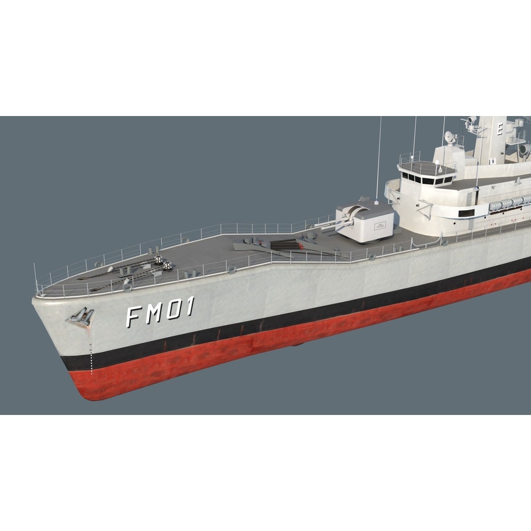 Condell Class Frigate 3D Model – PBR Military Watercraft, FBX - View 10
