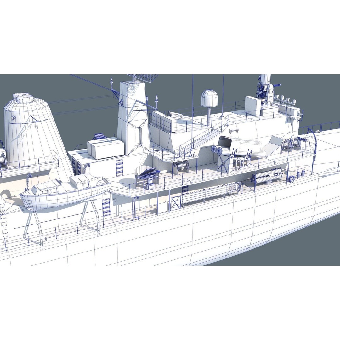 Condell Class Frigate 3D Model – PBR Military Watercraft, FBX - View 15