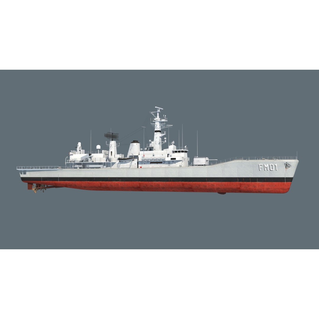 Condell Class Frigate 3D Model – PBR Military Watercraft, FBX - View 3