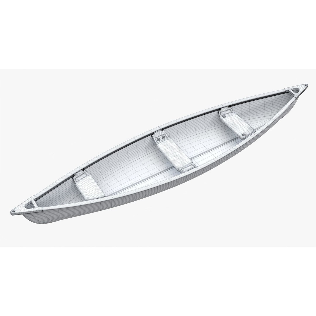 Canoe 3D Model – PBR Textured Recreational Watercraft, FBX/OBJ - View 12
