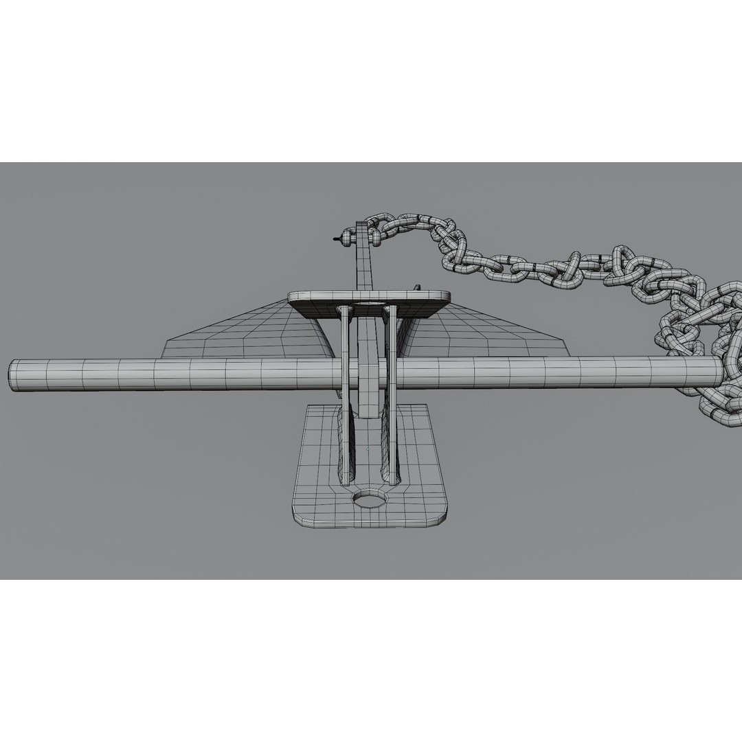 Danforth Anchor 3D Model – PBR Textured Set with Chain and Shackles - View 15