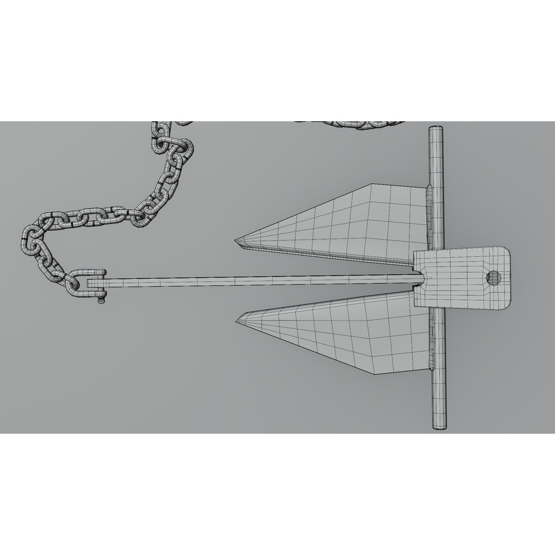 Danforth Anchor 3D Model – PBR Textured Set with Chain and Shackles - View 16