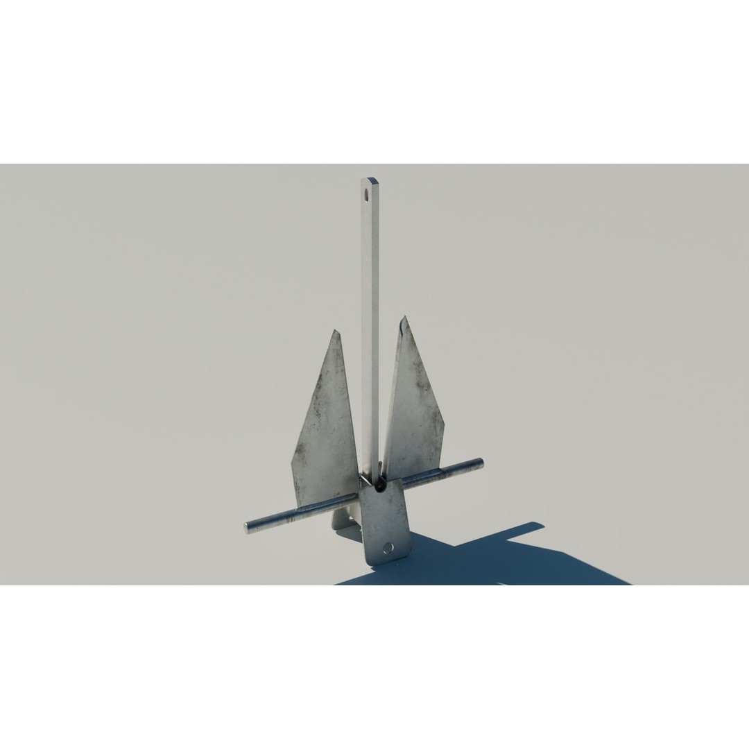Danforth Anchor 3D Model – PBR Textured Set with Chain and Shackles - View 7