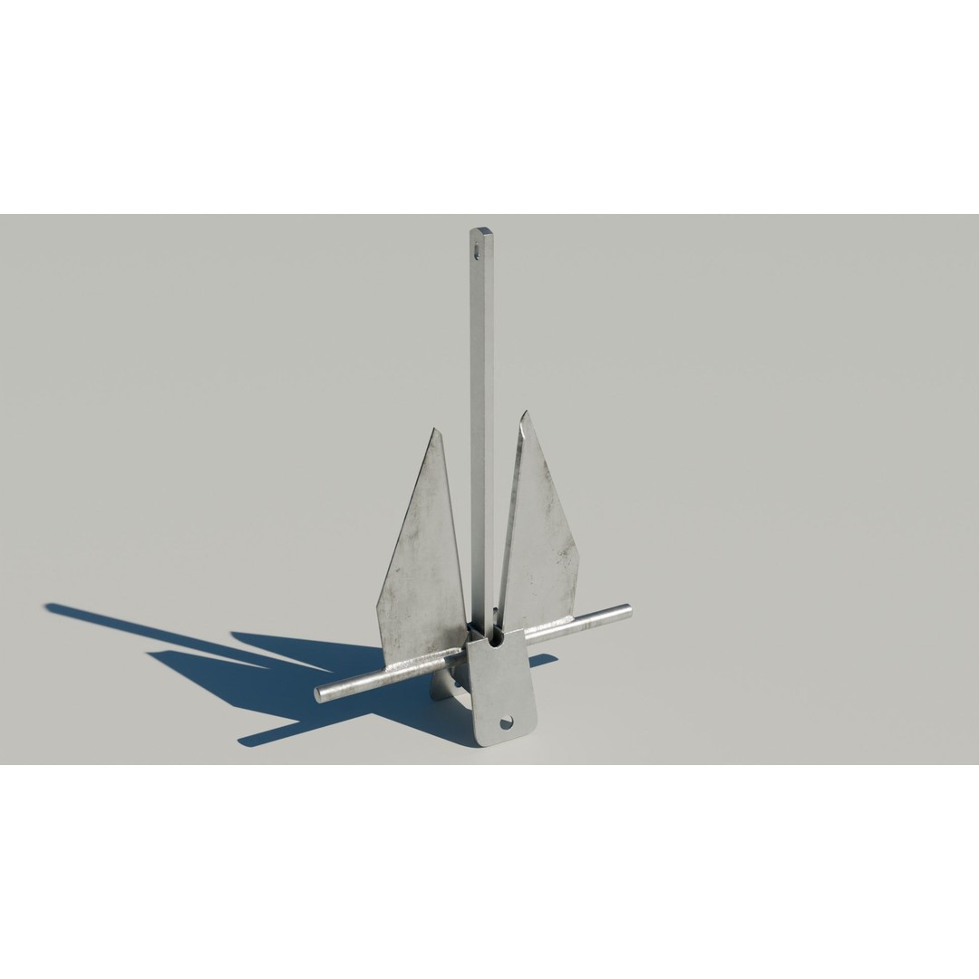 Danforth Anchor 3D Model – PBR Textured Set with Chain and Shackles - View 8