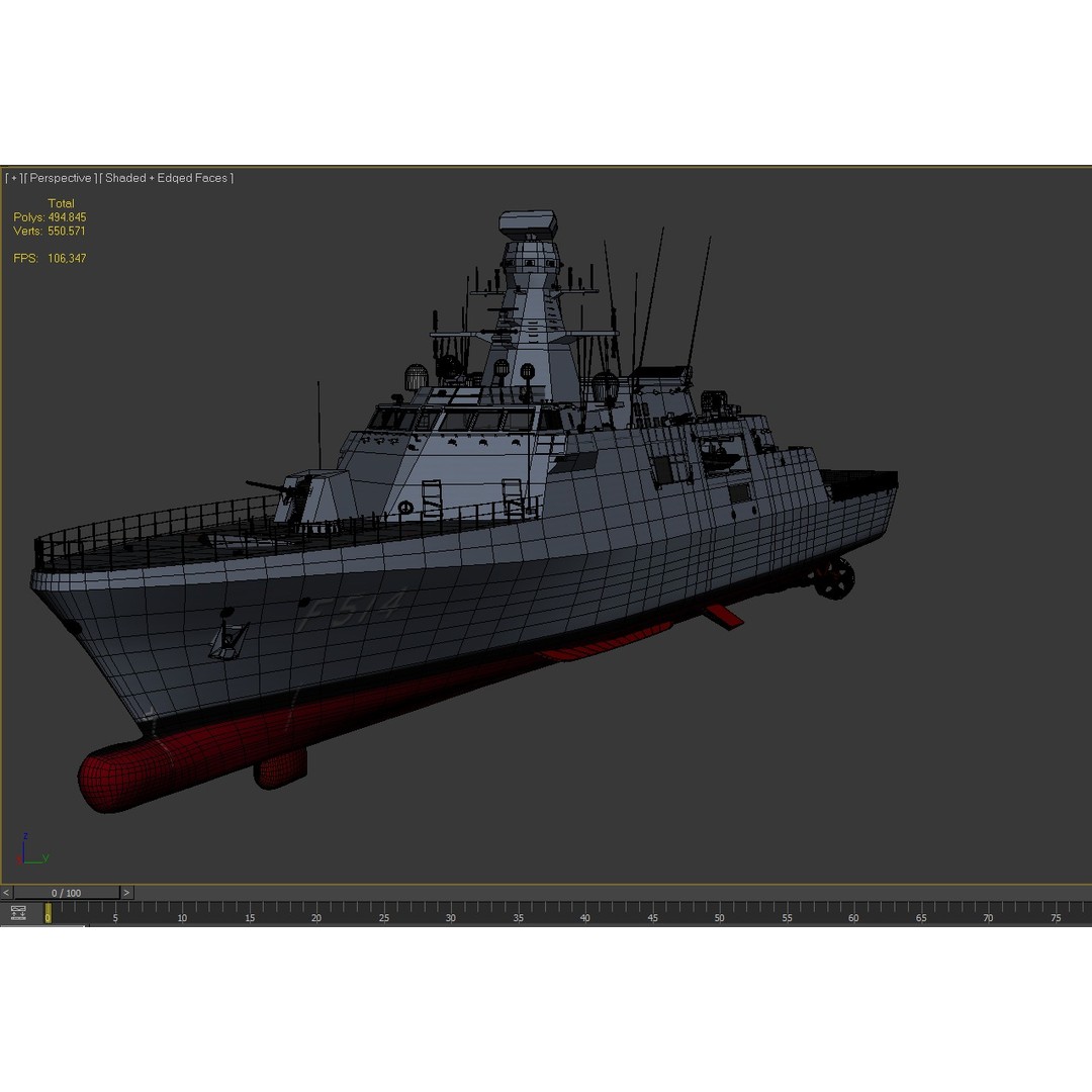 TCG KINALIADA 3D Model – Detailed Turkish Milgem Class Corvette, FBX
