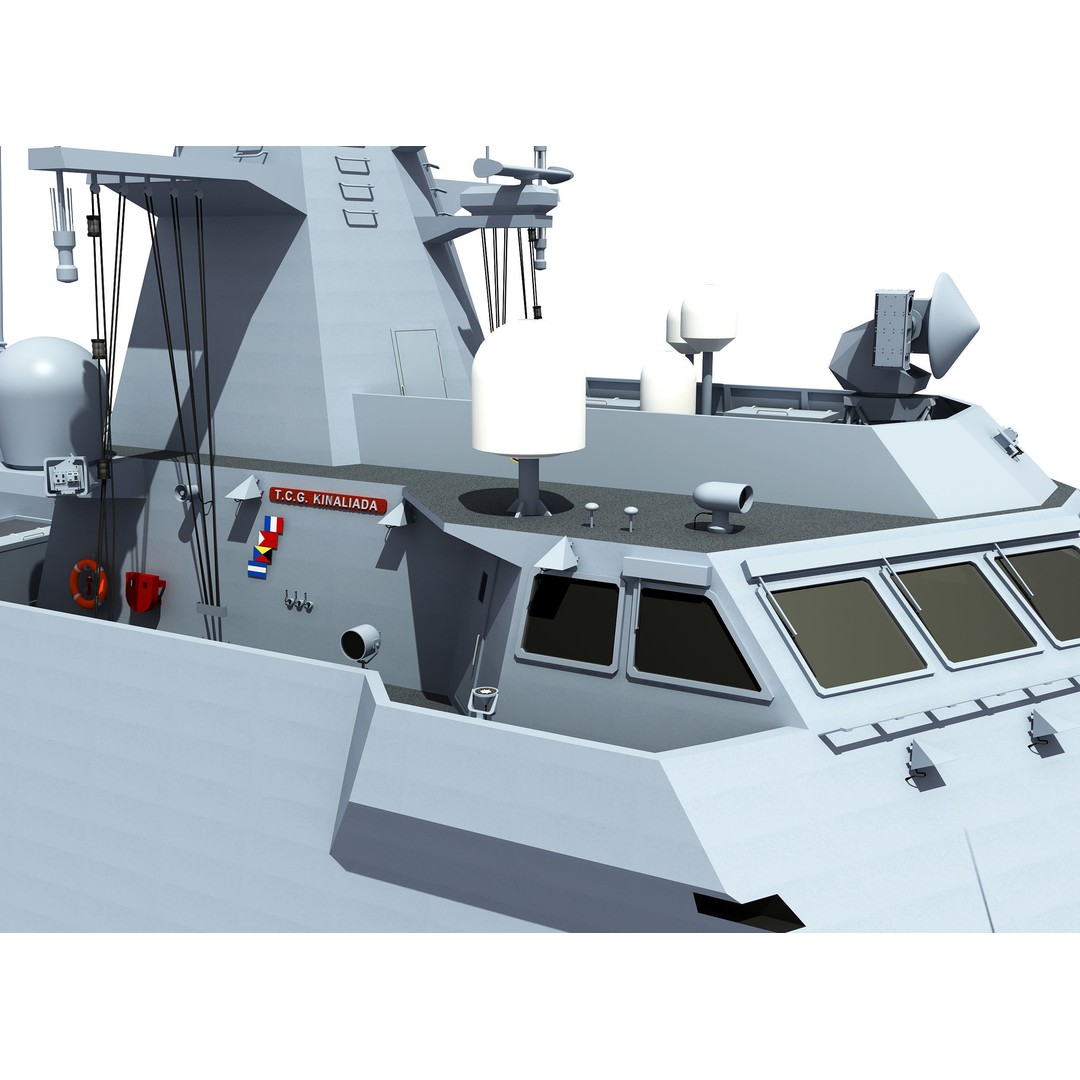 TCG KINALIADA 3D Model – Detailed Turkish Milgem Class Corvette, FBX - View 11