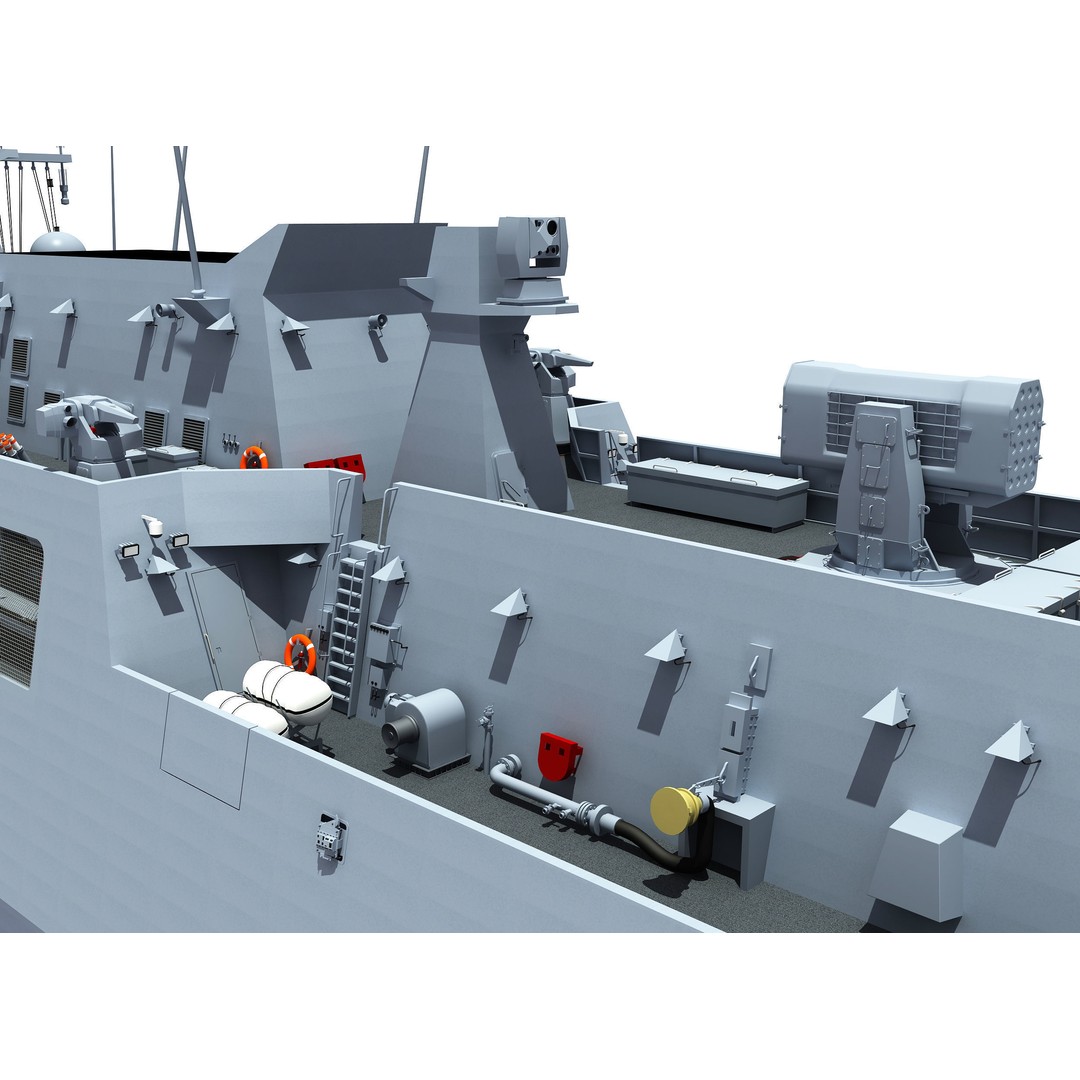 TCG KINALIADA 3D Model – Detailed Turkish Milgem Class Corvette, FBX - View 15