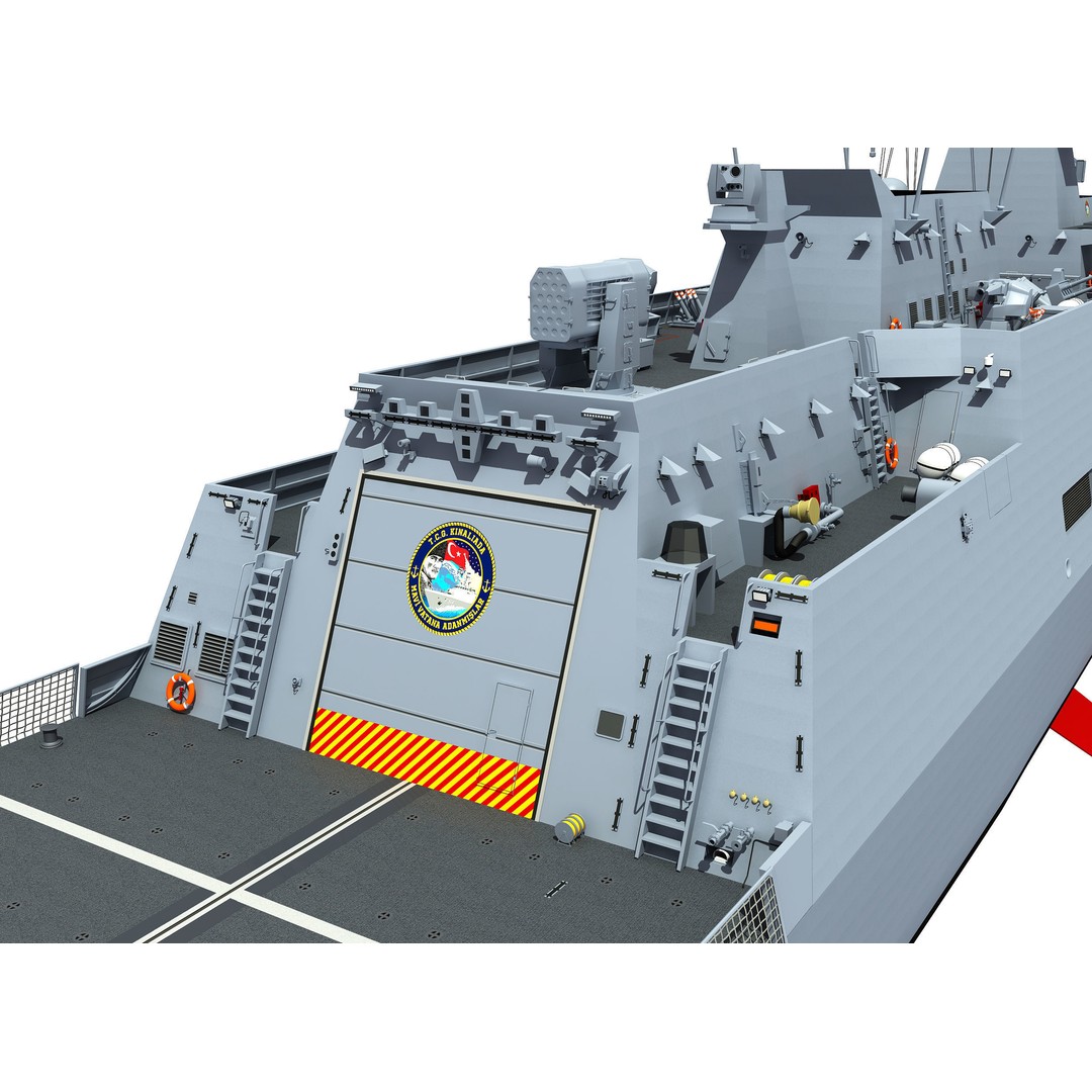 TCG KINALIADA 3D Model – Detailed Turkish Milgem Class Corvette, FBX - View 17