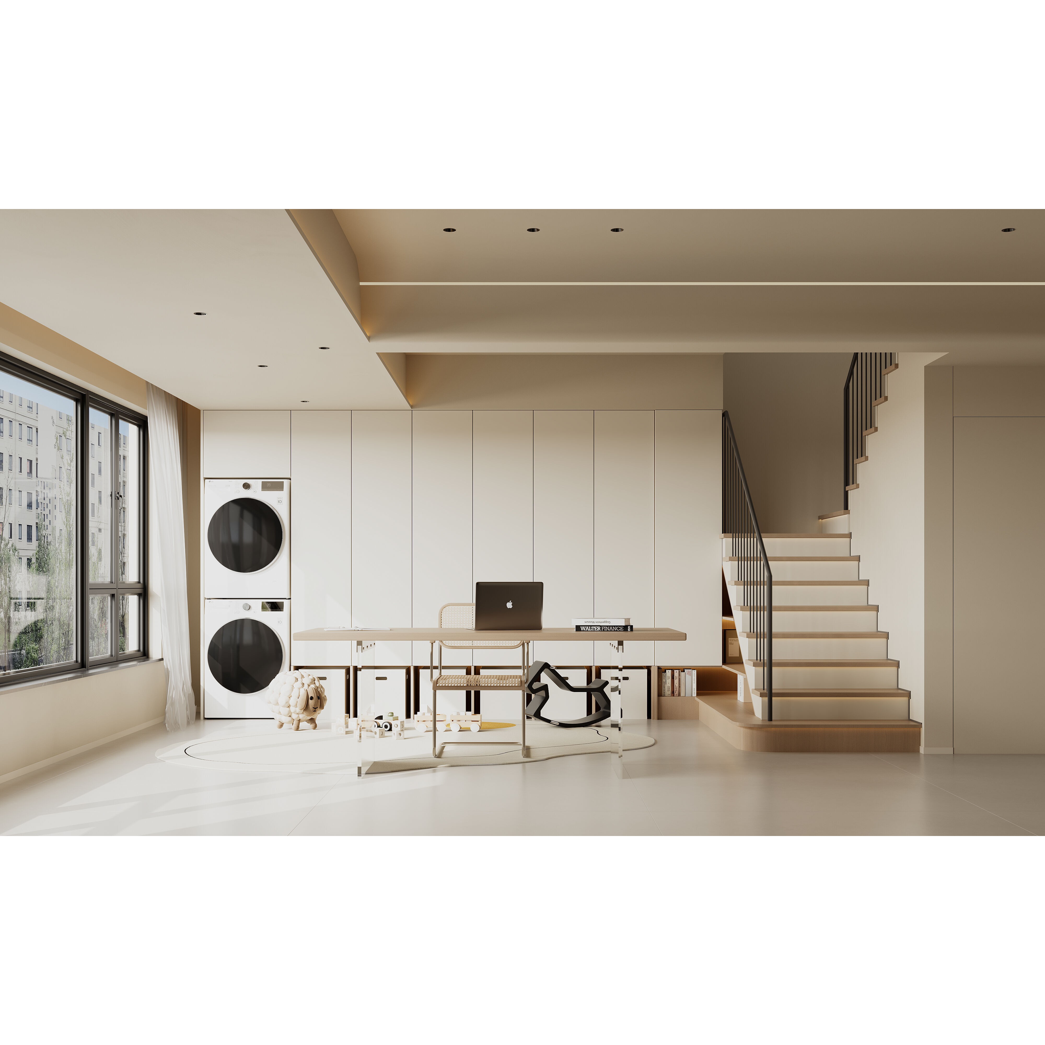 Warm Modern Living Room Scene - Corona Ready 3D Model - View 6