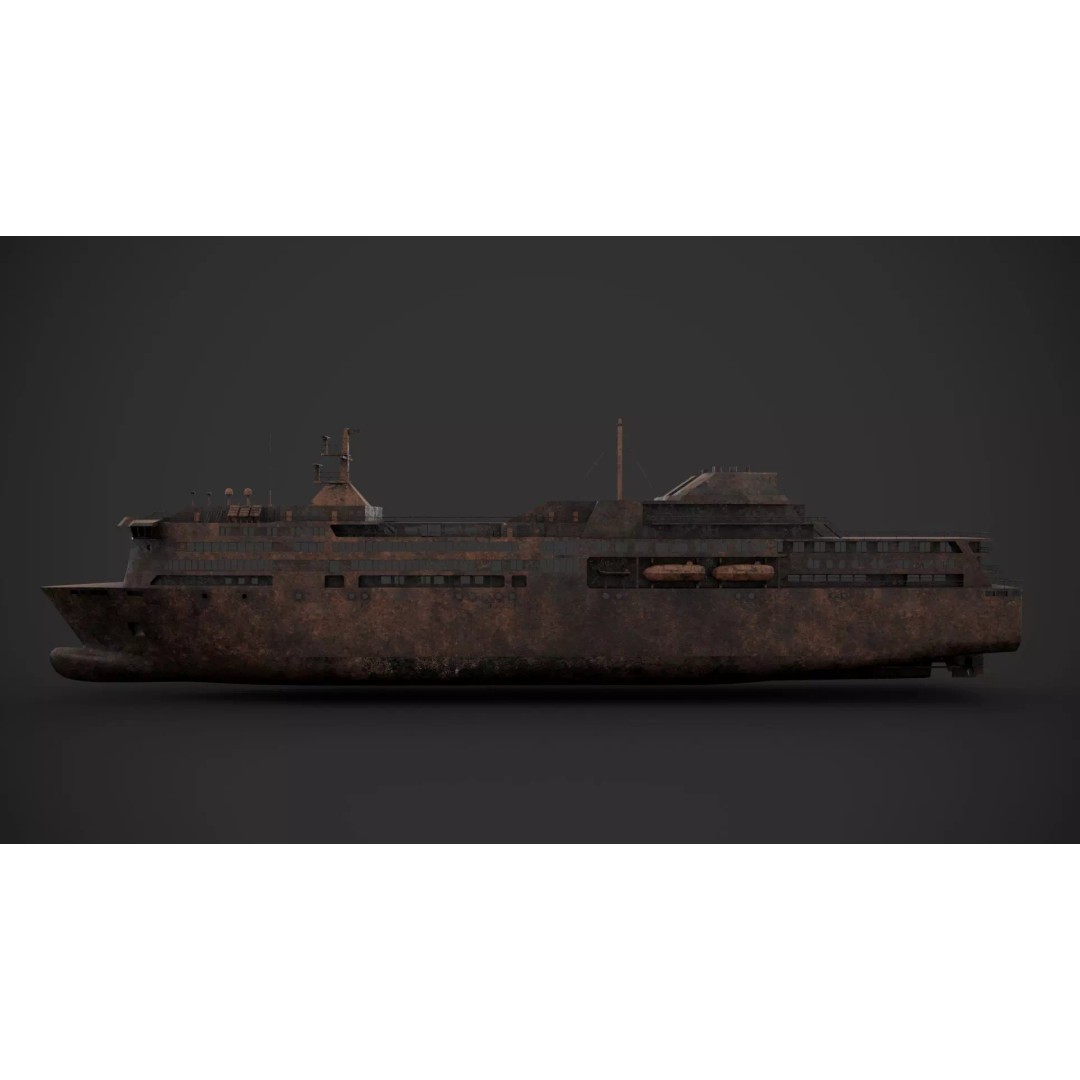 Car Ferry 3D Model – Low Poly Industrial Watercraft, FBX - View 10