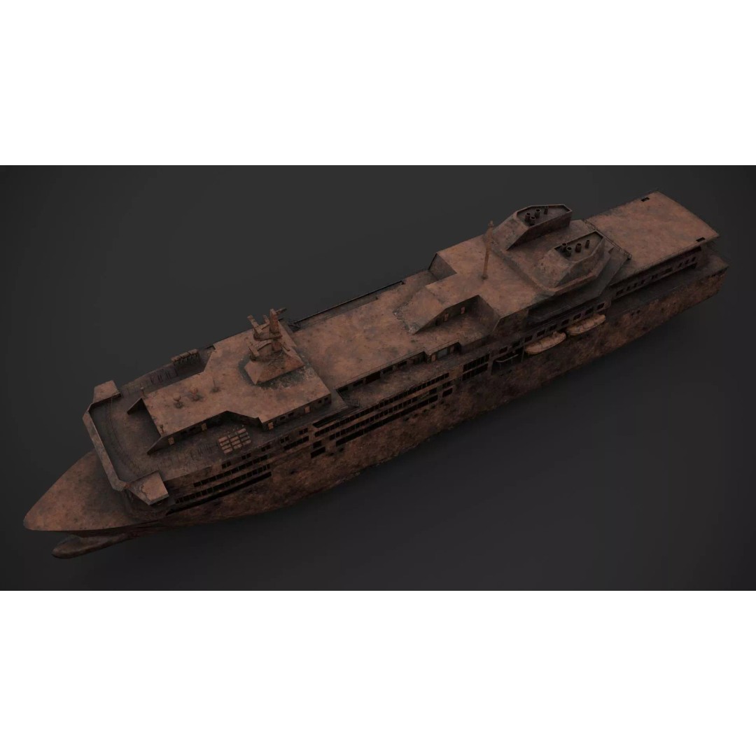 Car Ferry 3D Model – Low Poly Industrial Watercraft, FBX - View 9
