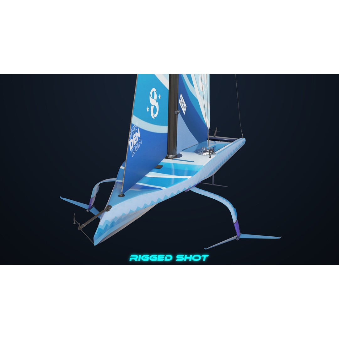 Sailing Yacht Hydrofoil 3D Model – Low Poly PBR Game Asset, FBX - View 10
