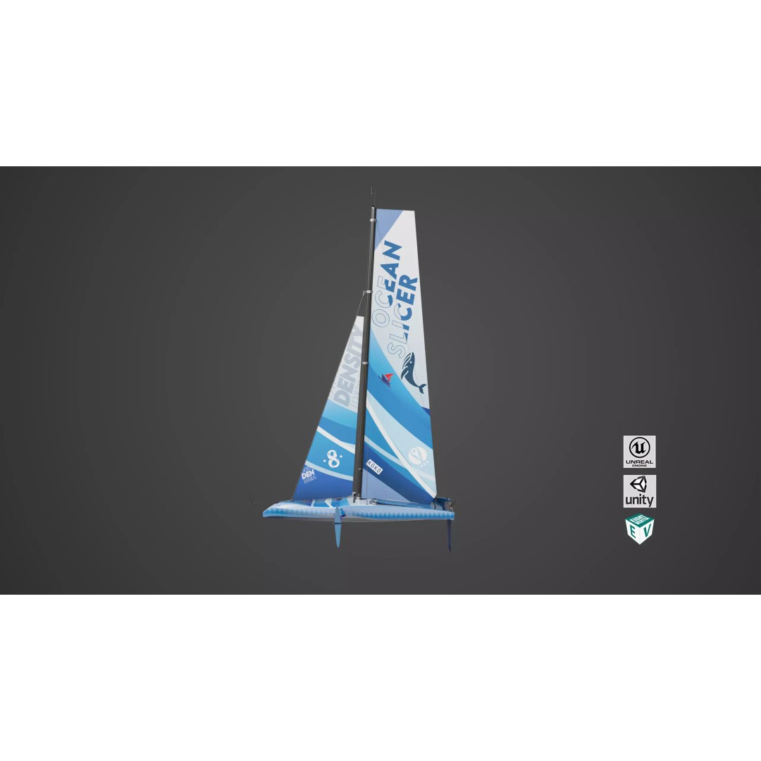 Sailing Yacht Hydrofoil 3D Model – Low Poly PBR Game Asset, FBX - View 2
