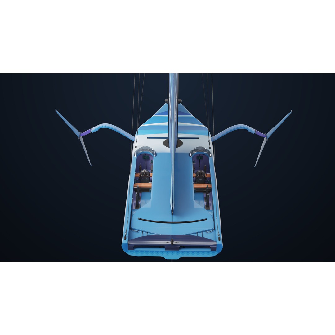 Sailing Yacht Hydrofoil 3D Model – Low Poly PBR Game Asset, FBX - View 21