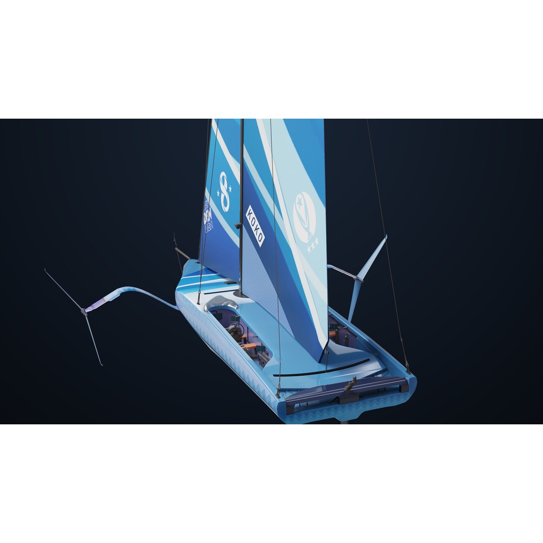 Sailing Yacht Hydrofoil 3D Model – Low Poly PBR Game Asset, FBX - View 22