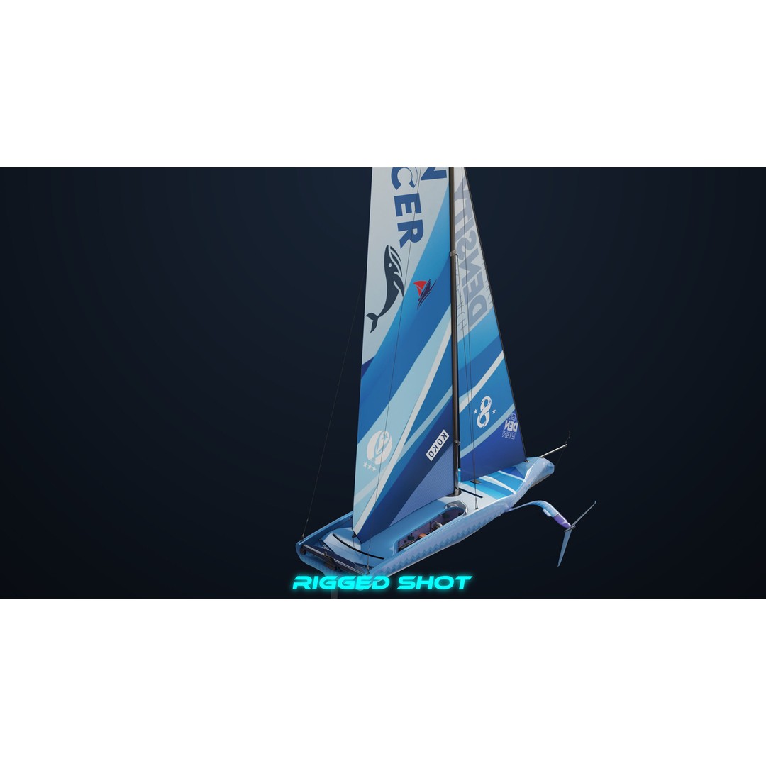 Sailing Yacht Hydrofoil 3D Model – Low Poly PBR Game Asset, FBX - View 23