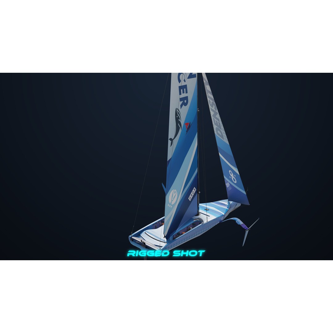 Sailing Yacht Hydrofoil 3D Model – Low Poly PBR Game Asset, FBX - View 24