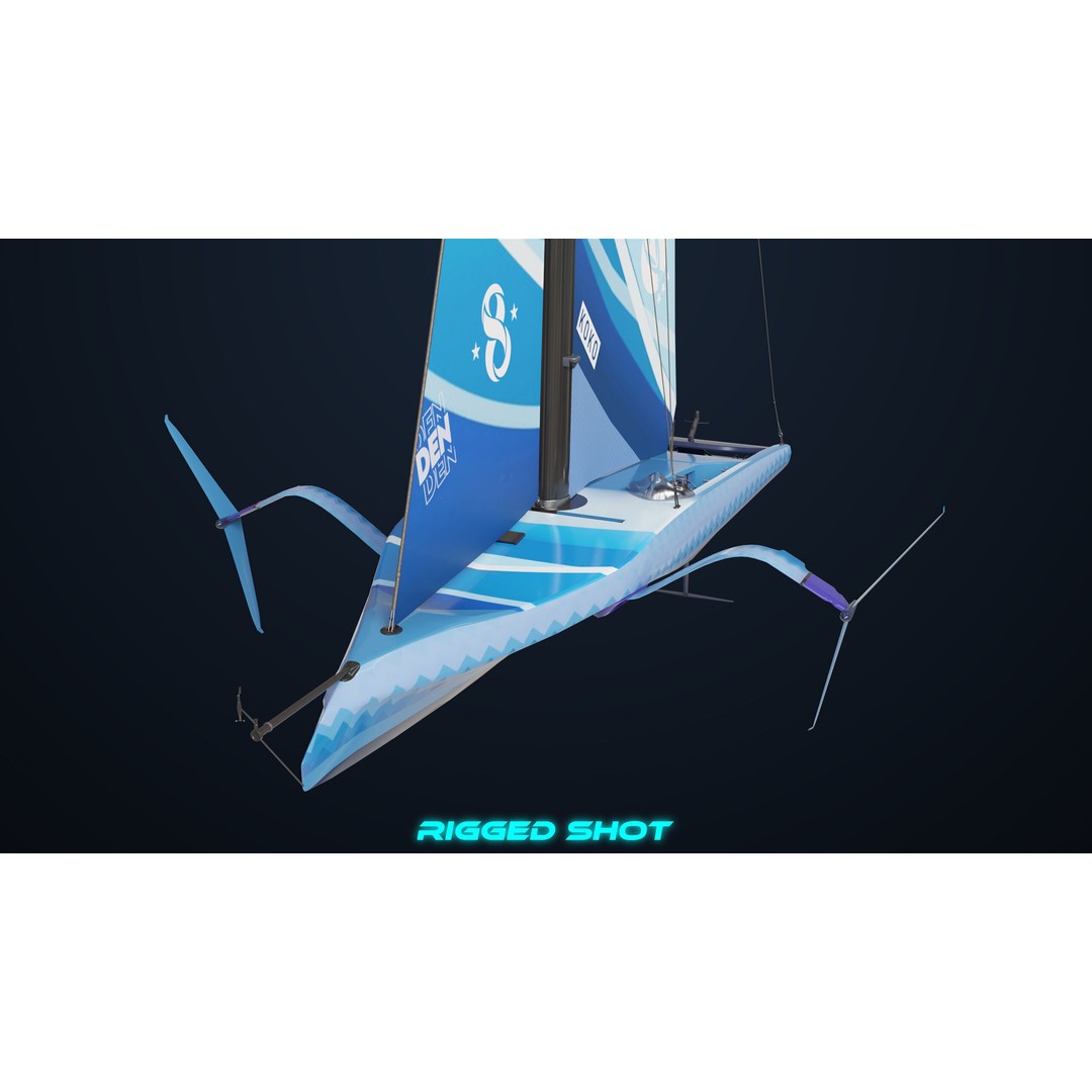 Sailing Yacht Hydrofoil 3D Model – Low Poly PBR Game Asset, FBX - View 25
