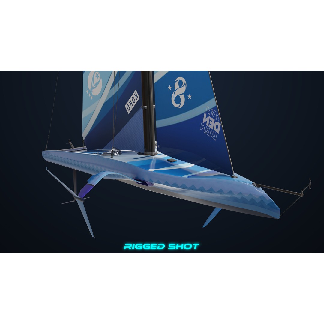 Sailing Yacht Hydrofoil 3D Model – Low Poly PBR Game Asset, FBX - View 26
