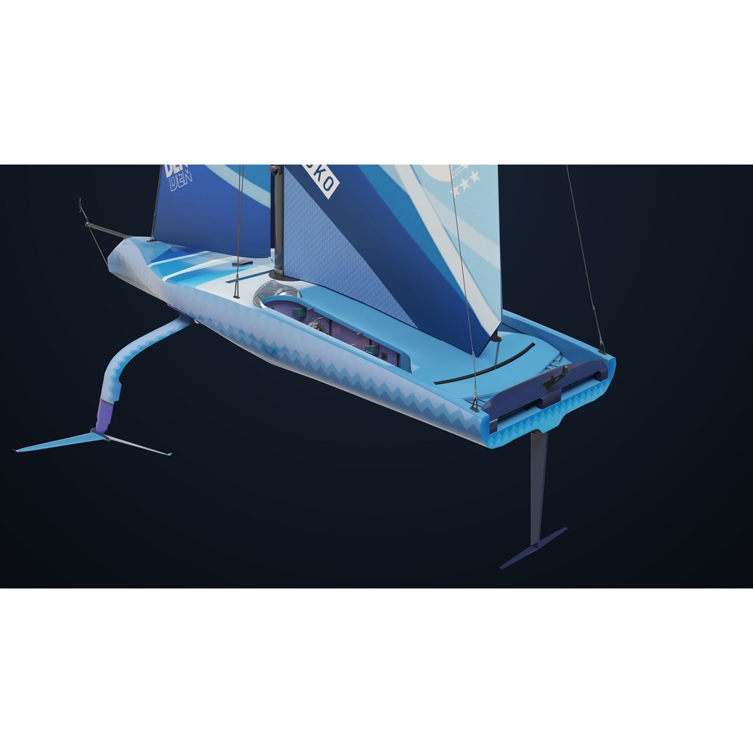 Sailing Yacht Hydrofoil 3D Model – Low Poly PBR Game Asset, FBX - View 29