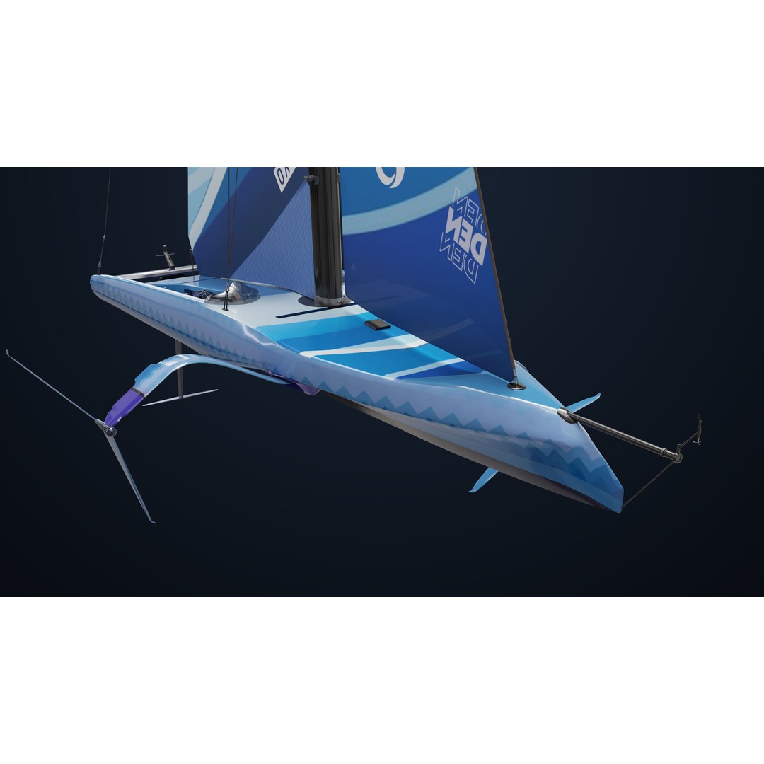 Sailing Yacht Hydrofoil 3D Model – Low Poly PBR Game Asset, FBX - View 30